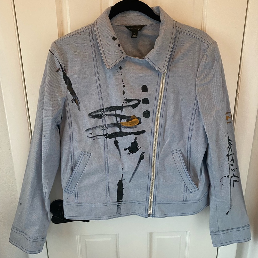 Ann Taylor Women's Jacket hand painted by NYC Artist - Picture 2 of 5